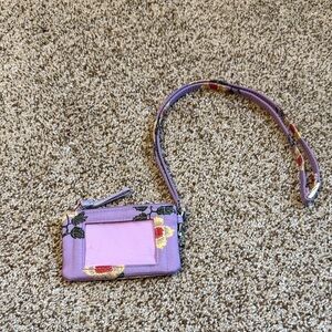 Vera Bradley Purple Floral ID Wallet with lanyard